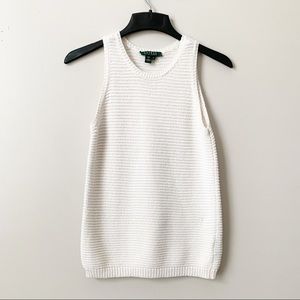 Lauren Ralph Lauren White Knit Tank Top